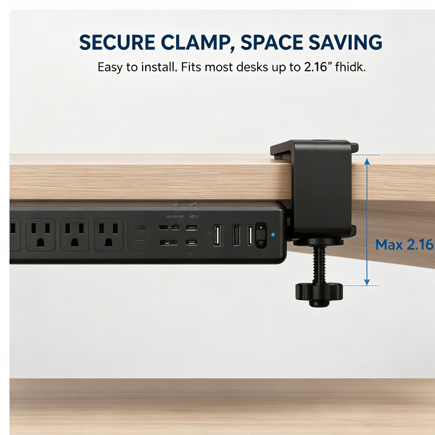 10-in-1 Desk Clamp Power Strip with USB-C Fast Charging